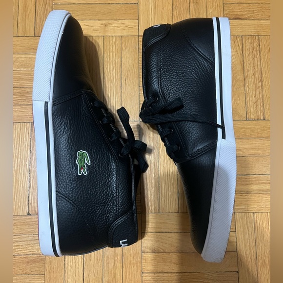 Lacoste Other - Lacoste Black Leather Low-Top Sneakers with White Soles